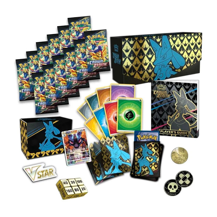 Pokémon TCG Crown Zenith Pokémon Center Elite Trainer Box Plus – 12 Booster Packs, Lucario VSTAR Promo & Premium Accessories