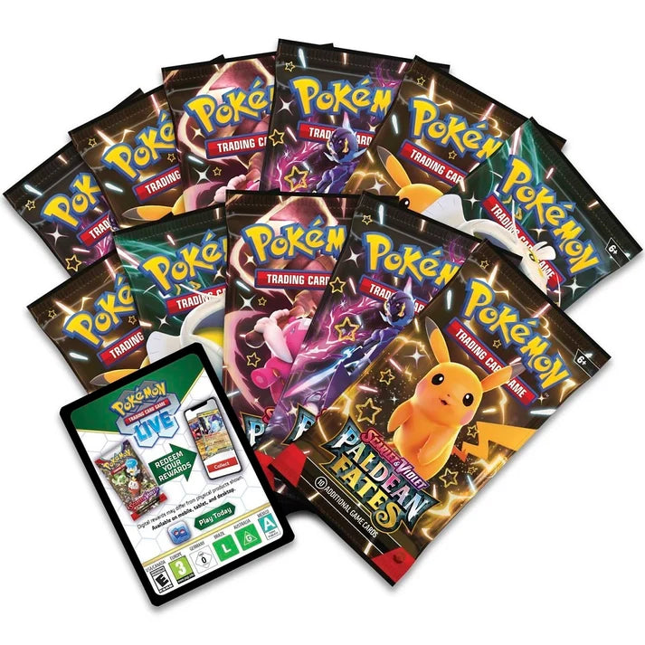 Pokémon TCG Scarlet & Violet Paldean Fates Pokémon Center Elite Trainer Box – 11 Booster Packs & Exclusive Shiny Mimikyu Promos