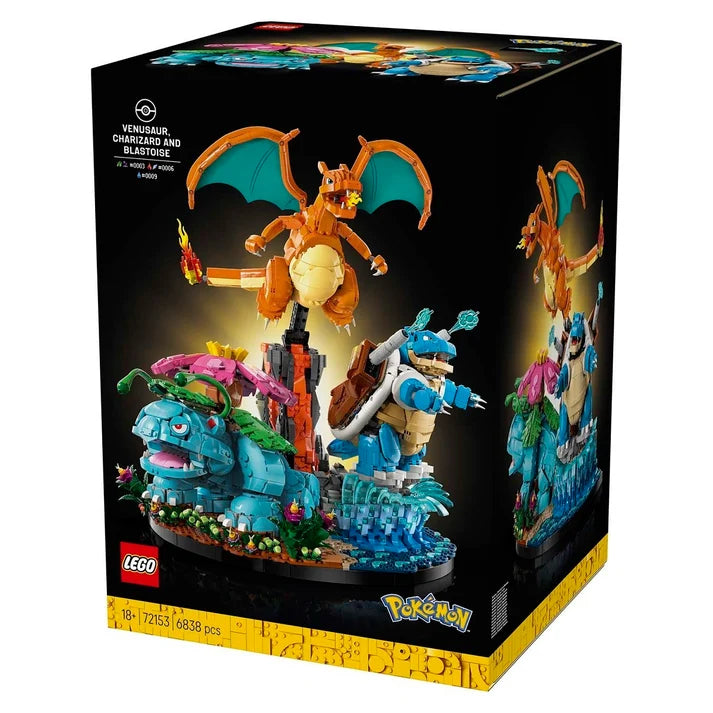 LEGO® Pokémon™ Venusaur, Charizard & Blastoise – Pokémon Building Set, Starter Pokémon Toys & Collectible Gift